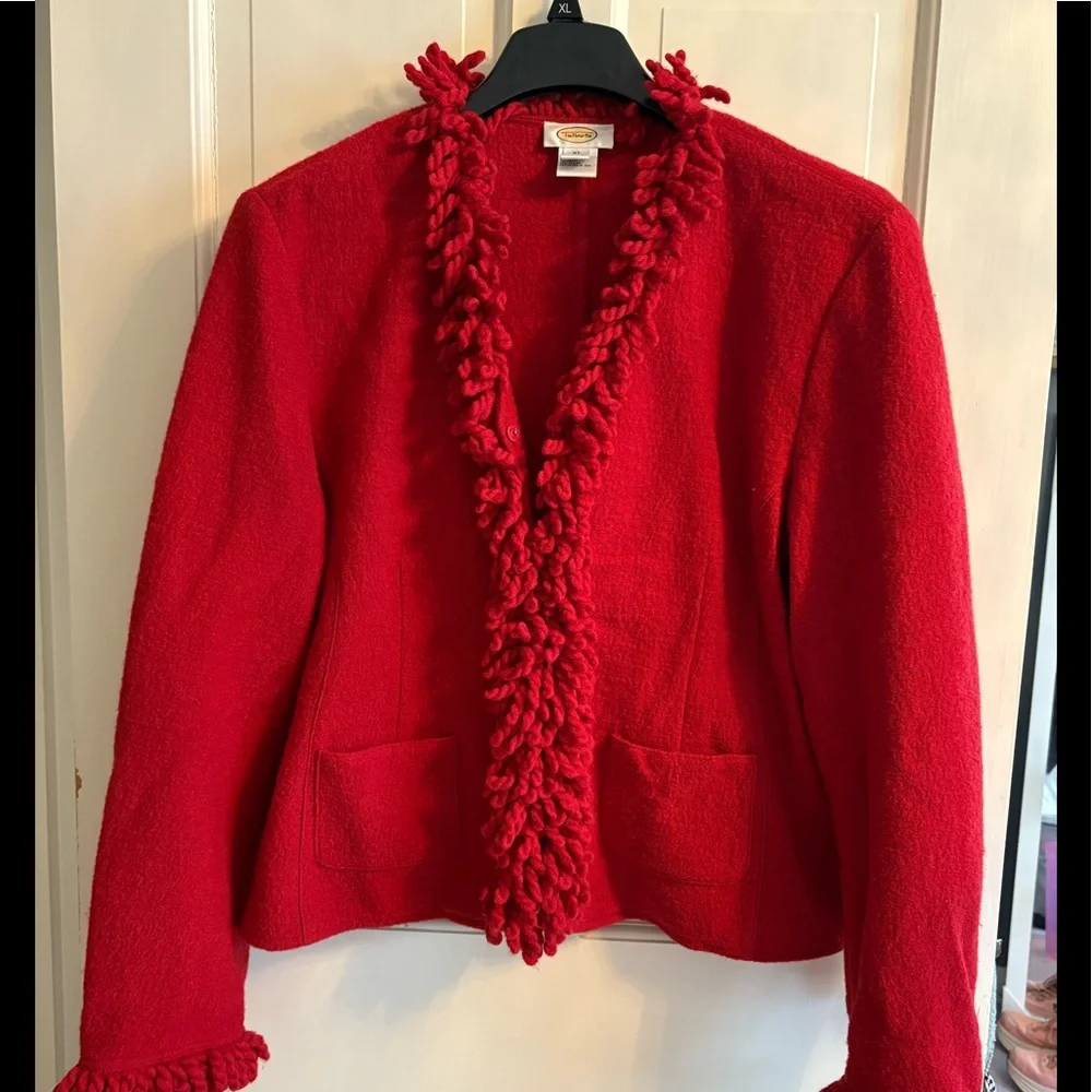 Talbots Red Boiled Wool Blazer - size XL - Picture 1 of 5